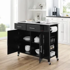 Full Savannah Stainless Steel Top Kitchen Island Cart - Crosley -Crosley GUEST 52f45090 5acc 4182 9cb9 5f6e0e9ee307