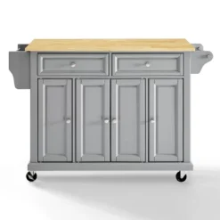 Natural Wood Top Kitchen Cart/Island Vintage Gray - Crosley