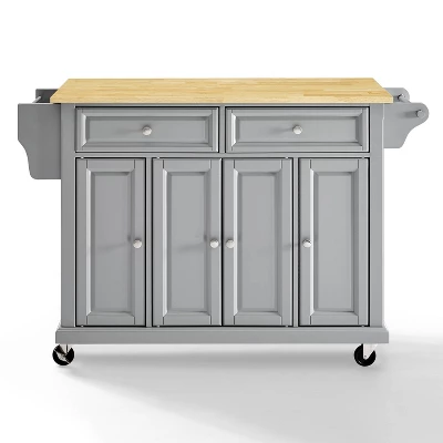 Natural Wood Top Kitchen Cart/Island Vintage Gray - Crosley 1 Natural Wood Top Kitchen Cart/Island Vintage Gray - Crosley