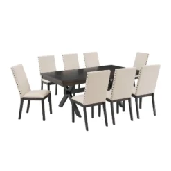 9pc Hayden Extendable Dining Set With 8 Upholstered Chairs Slate - Crosley -Crosley GUEST 5397fbc8 e7a5 4961 9194 c0abb99de453