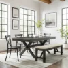 6pc Hayden Extendable Dining Set With Camille Chairs Matte Black/Slate - Crosley