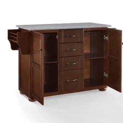 Eleanor Stainless Steel Top Kitchen Island Mahogany/Stainless Steel - Crosley -Crosley GUEST 56715159 3daa 430c 8964 202ef663c2d9