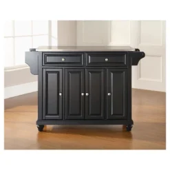 Cambridge Stainless Steel Top Kitchen Island - Black - Crosley -Crosley GUEST 57fa878d ddcb 4df9 be4e 29ceb722a217