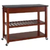 Solid Black Granite Top Kitchen Cart/Island With Optional Stool Storage - Classic Cherry - Crosley