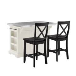 Julia Stainless Steel Top Island With 2 Black X-Back Stools White - Crosley 13 Julia Stainless Steel Top Island With 2 Black X-Back Stools White - Crosley -Crosley GUEST 590c9849 5668 4299 901a 5664eb9251b4