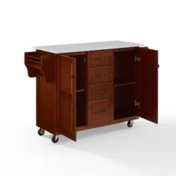 Eleanor Granite Top Kitchen Cart Mahogany - Crosley -Crosley GUEST 59b38a48 e823 4810 9d45 4ac45fe9049b
