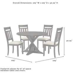 Hayden 5pc Round Dining Set Table With 4 Slat Back Chairs Slate - Crosley -Crosley GUEST 5b4faa98 1155 4891 b118 013829e30335