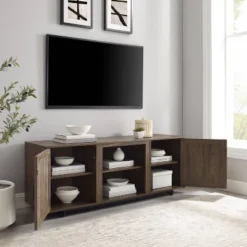 58" Silas Low Profile TV Stand For TVs Up To 65" Walnut - Crosley -Crosley GUEST 63fa55c3 5bcd 41ac ab31 00ac7bcdedb8