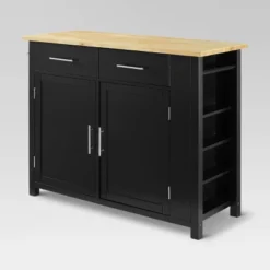 Full Savannah Wood Top Kitchen Island Cart Black/Natural - Crosley -Crosley GUEST 65d7a931 8d5d 4e33 82e9 75415776139e
