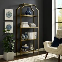 80.5" Aimee Etagere Gold - Crosley -Crosley GUEST 66d9523a dc7e 4de3 aa1e 2a748d6d41c4