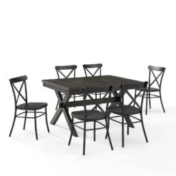 7pc Hayden Extendable Dining Set With Camille Chairs Matte Black/Slate - Crosley -Crosley GUEST 677e9857 bd21 4c40 a006 f254530ae17c
