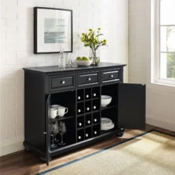Alexandria Sideboard Cabinet With Wine Storage Black - Crosley -Crosley GUEST 67b02333 2d1e 489a 9a02 39219772204e