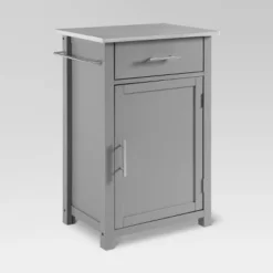 Savannah Stainless Steel Top Compact Kitchen Island Cart Gray - Crosley -Crosley GUEST 69037e43 1ec3 4817 8a87 0fa2a78e5fce