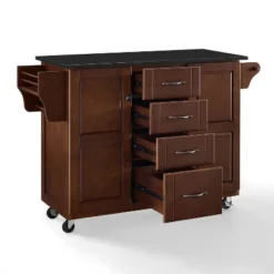 Eleanor Granite Top Kitchen Cart Mahogany/Black - Crosley -Crosley GUEST 6a2a826e 0fb9 469e 9a59 bcdf002d19c1