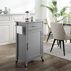Savannah Stainless Steel Top Compact Kitchen Island Cart Gray - Crosley -Crosley GUEST 6a9be114 2fe2 441b bc2b ef44fe3cd94f