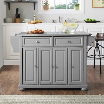 Alexandria Stainless Steel Top Kitchen Island/Cart Gray/Stainless Steel - Crosley 2 Alexandria Stainless Steel Top Kitchen Island/Cart Gray/Stainless Steel - Crosley - Image 2