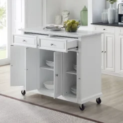 Avery Kitchen Island/Cart Distressed White/White Marble - Crosley -Crosley GUEST 6cf53b32 3a54 4bdb 8579 6d599589adf0