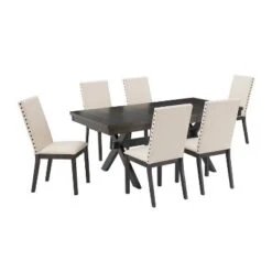 7pc Hayden Extendable Dining Set With 6 Upholstered Chairs Slate - Crosley -Crosley GUEST 6de1a650 c26d 4834 a578 d853f81c6638