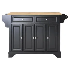 LaFayette Natural Wood Top Kitchen Island - Black - Crosley