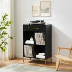 42.25" Juno Record Storage Cube Bookcase Black - Crosley