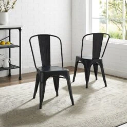 Set Of 2 17" Amelia Metal Chair Matte Black - Crosley -Crosley GUEST 72d67697 6542 442e 8f58 c8fce6d9b0af
