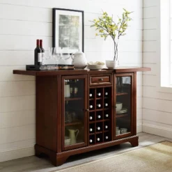 Lafayette Sliding Top Bar Cabinet Mahogany - Crosley -Crosley GUEST 74522845 90fc 49ab 9653 d0320fd9f222