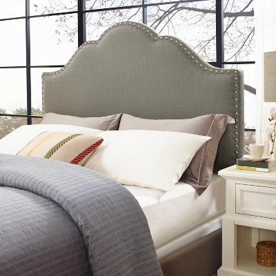 Queen Preston Camelback Upholstered Adult Headboard Linen Shadow Gray - Crosley 1 Queen Preston Camelback Upholstered Adult Headboard Linen Shadow Gray - Crosley