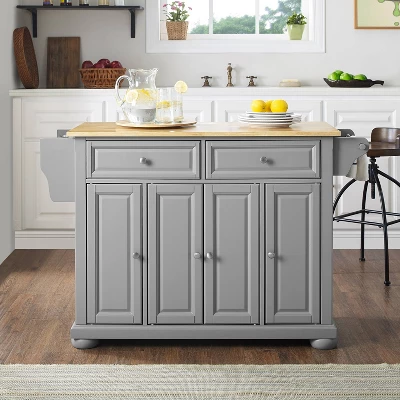 Alexandria Kitchen Island With Wood Top Vintage Gray/Natural - Crosley 4 Alexandria Kitchen Island With Wood Top Vintage Gray/Natural - Crosley - Image 4