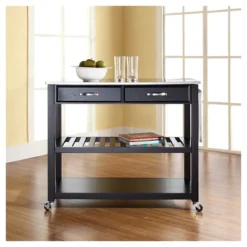 Stainless Steel Top Kitchen Cart/Island With Optional Stool Storage - Crosley -Crosley GUEST 7df01db0 470d 4e88 87cb 38cece5cff85