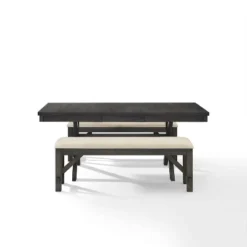 Hayden 3pc Extendable Dining Set With 2 Benches Slate - Crosley -Crosley GUEST 7e5559c1 4eb8 4efe 9a07 ab5602e1f662