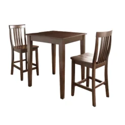 3pc Pub Dining Set With School House Stools Mahogany - Crosley -Crosley GUEST 7f43f3bb 675e 4b31 8160 6b47e7352736