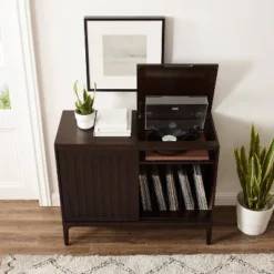 Asher Record Storage Media Console Dark Brown - Crosley -Crosley GUEST 80c69cab 4ee9 427c 8239 278116412737