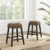 Set Of 2 Edgewater Backless Counter Height Barstools Seagrass/Dark Brown - Crosley