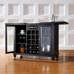 Cambridge Sliding Top Bar Wood/Black - Crosley -Crosley GUEST 844805a0 9b4d 45f6 a86b 7c645f56344c