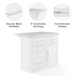 Cutler Faux Marble Top Kitchen Island White/White Marble - Crosley -Crosley GUEST 85519b01 e853 48e4 b6b3 183159268e39