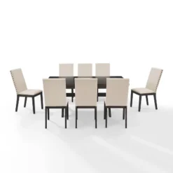 9pc Hayden Extendable Dining Set With 8 Upholstered Chairs Slate - Crosley -Crosley GUEST 855d3c41 ee6d 44fa 81e6 6bfd9830c733