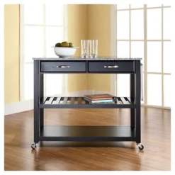 Solid Granite Top Kitchen Cart/Island With Optional Stool Storage - Crosley -Crosley GUEST 855de61e 6371 441e 87dc 764cfd81c987