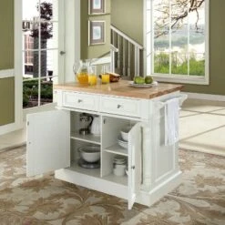 Crosley Butcher Block Top Kitchen Island - White -Crosley GUEST 8590841a 857c 42a2 90ab 4f719dd37150