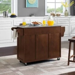Eleanor Stainless Steel Top Kitchen Cart Mahogany/Stainless Steel - Crosley -Crosley GUEST 863dcaca 3292 4a94 b32d b3b1fe9c9189