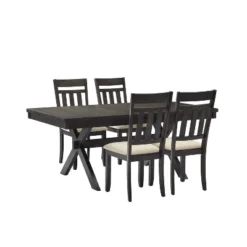 Hayden 5pc Extendable Dining Set With 4 Slat Back Chairs Slate - Crosley -Crosley GUEST 87eeca4b 703b 4013 9ad8 0ba8d25701c7