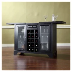 LaFayette Sliding Top Bar Cabinet - Black - Crosley -Crosley GUEST 8a8843fa 81c3 4a22 be15 22fad857595c