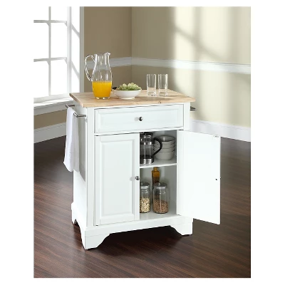 LaFayette Natural Wood Top Portable Kitchen Island - White - Crosley 3 LaFayette Natural Wood Top Portable Kitchen Island - White - Crosley - Image 3