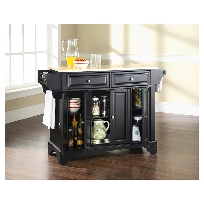 LaFayette Natural Wood Top Kitchen Island - Black - Crosley 4 LaFayette Natural Wood Top Kitchen Island - Black - Crosley - Image 4