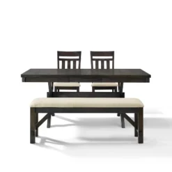 Hayden 4pc Extendable Dining Set With Bench And 2 Slat Back Chairs Slate - Crosley -Crosley GUEST 905e855f 7456 46bf a1ef a080f57e4654