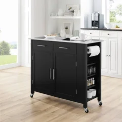 Full Savannah Stainless Steel Top Kitchen Island Cart - Crosley -Crosley GUEST 940cb8ce 78be 4a5f 8279 8f9204a90d28