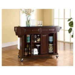 Solid Black Granite Top Kitchen Cart/Island - Vintage Mahogany - Crosley -Crosley GUEST 9613bb7e dd26 4dd4 ac0e 7f7d8b7f896b