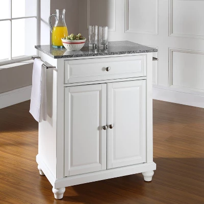 Cambridge Gray Granite Top Portable Kitchen Island/Cart White - Crosley 1 Cambridge Gray Granite Top Portable Kitchen Island/Cart White - Crosley