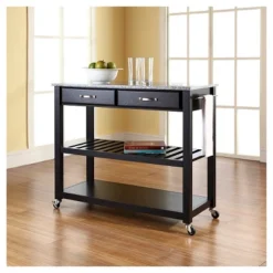 Solid Granite Top Kitchen Cart/Island With Optional Stool Storage - Crosley -Crosley GUEST 965f220d d181 4efa a835 a6427bb6e195