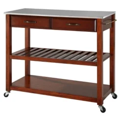 Stainless Steel Top Kitchen Cart/Island With Optional Stool Storage - Crosley -Crosley GUEST 97a2c1bf 12a4 4872 80bd 0adb99ea3c49