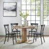 5pc Joanna Round Dining Set With 4 Camille Chairs Matte Black - Crosley